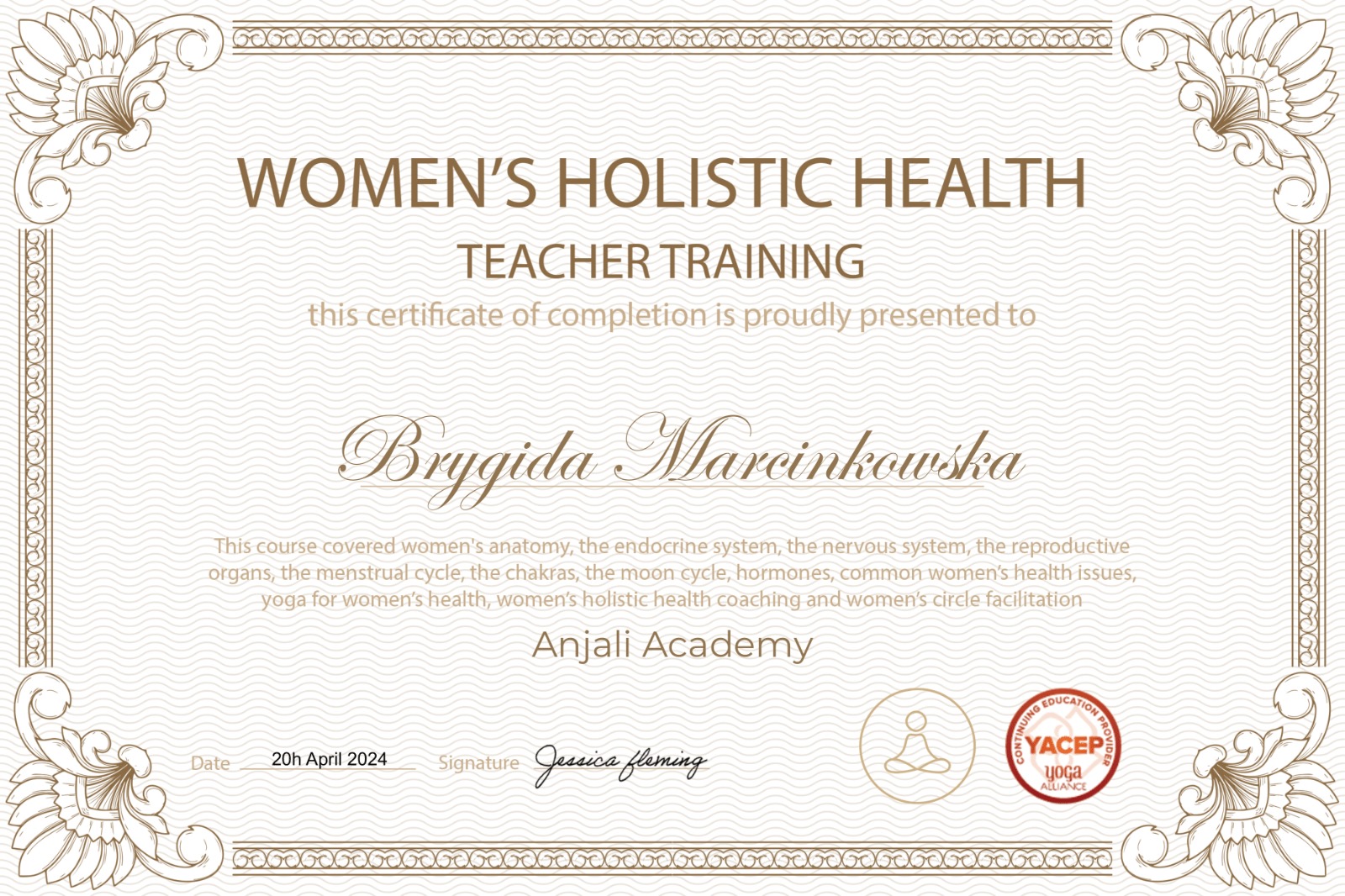 Dyplom 3 Brygida Marcinkowska Yin Joga, Holistycznie o kobietach